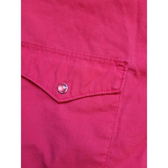 Wrangler Red Cowboy Cut Collared Pearl Snap Button Down Shirt Size X- Long - Picture 4 of 10